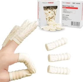 Dukal Nitrile Finger Cots. Box of 144 Pre-rolled Ribbed finger cots for professionals and patients. Small size. Non-powdered finger cots. Latex-free.
